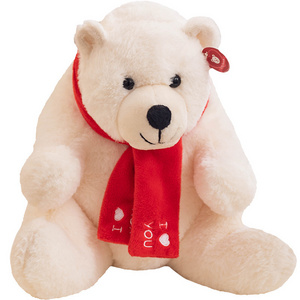 Christmas Polar Bear Corporate Commemorative Gift Plush Toy Cute Red Scarf Polar Bear Doll