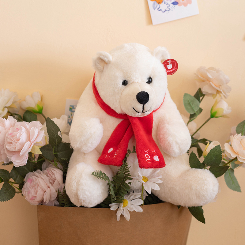 Christmas Polar Bear Corporate Commemorative Gift Plush Toy Cute Red Scarf Polar Bear Doll