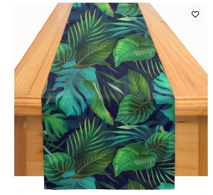 Custom table runner cotton tropical rainforest style customized size 20 feet long 18 inches wide extra long table runner