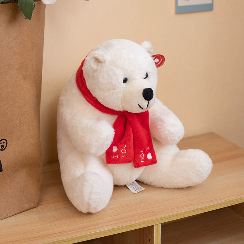 Christmas Polar Bear Corporate Commemorative Gift Plush Toy Cute Red Scarf Polar Bear Doll