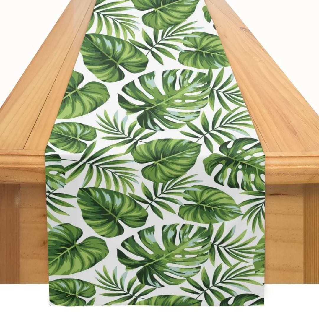 Custom table runner cotton tropical rainforest style customized size 20 feet long 18 inches wide extra long table runner