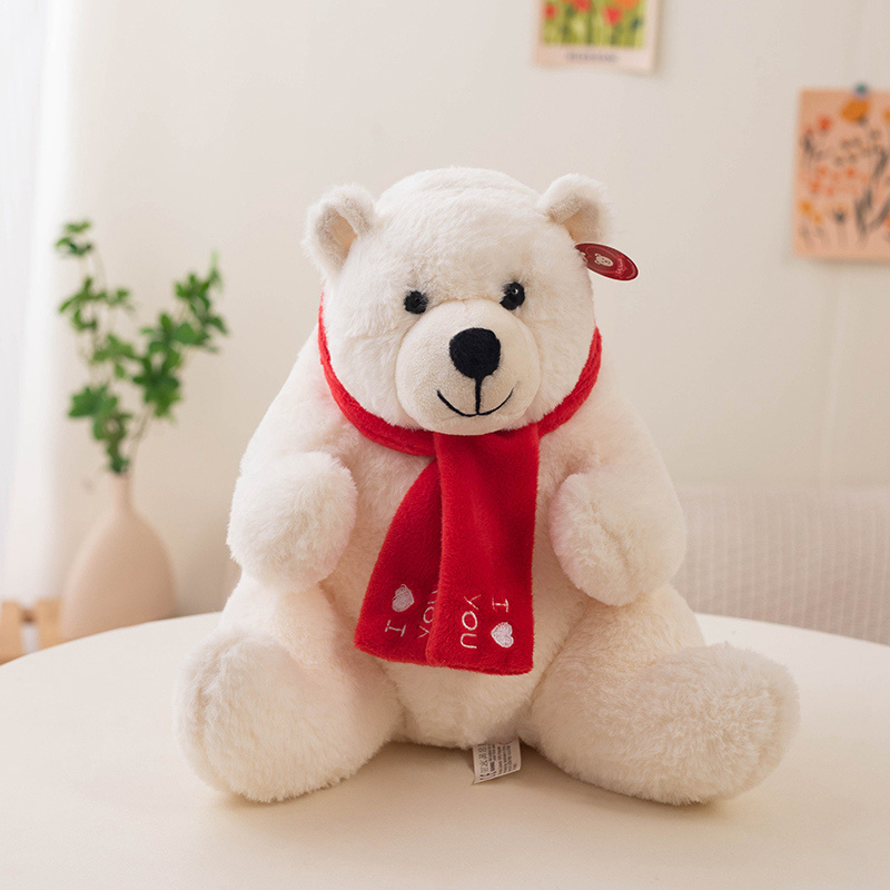 Christmas Polar Bear Corporate Commemorative Gift Plush Toy Cute Red Scarf Polar Bear Doll