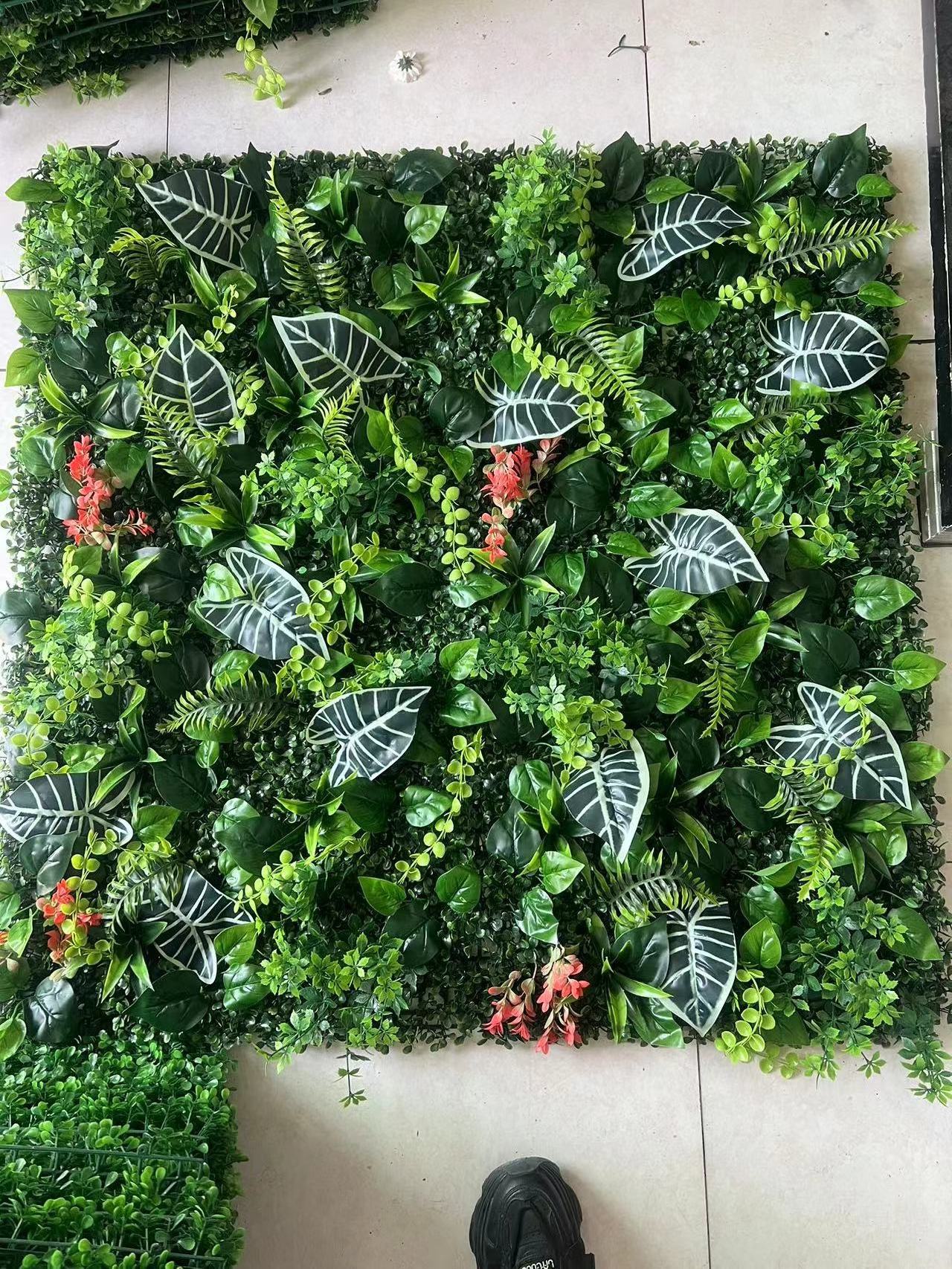 100*100 cm Plastic 3D Customized Style Outdoor Indoor Decoration Flower Grass Simulated Artificial Plant Wall