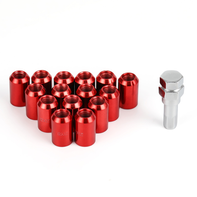 Inner Hexagon Car Wheel Lug Nuts Set Key Red M12*1.5