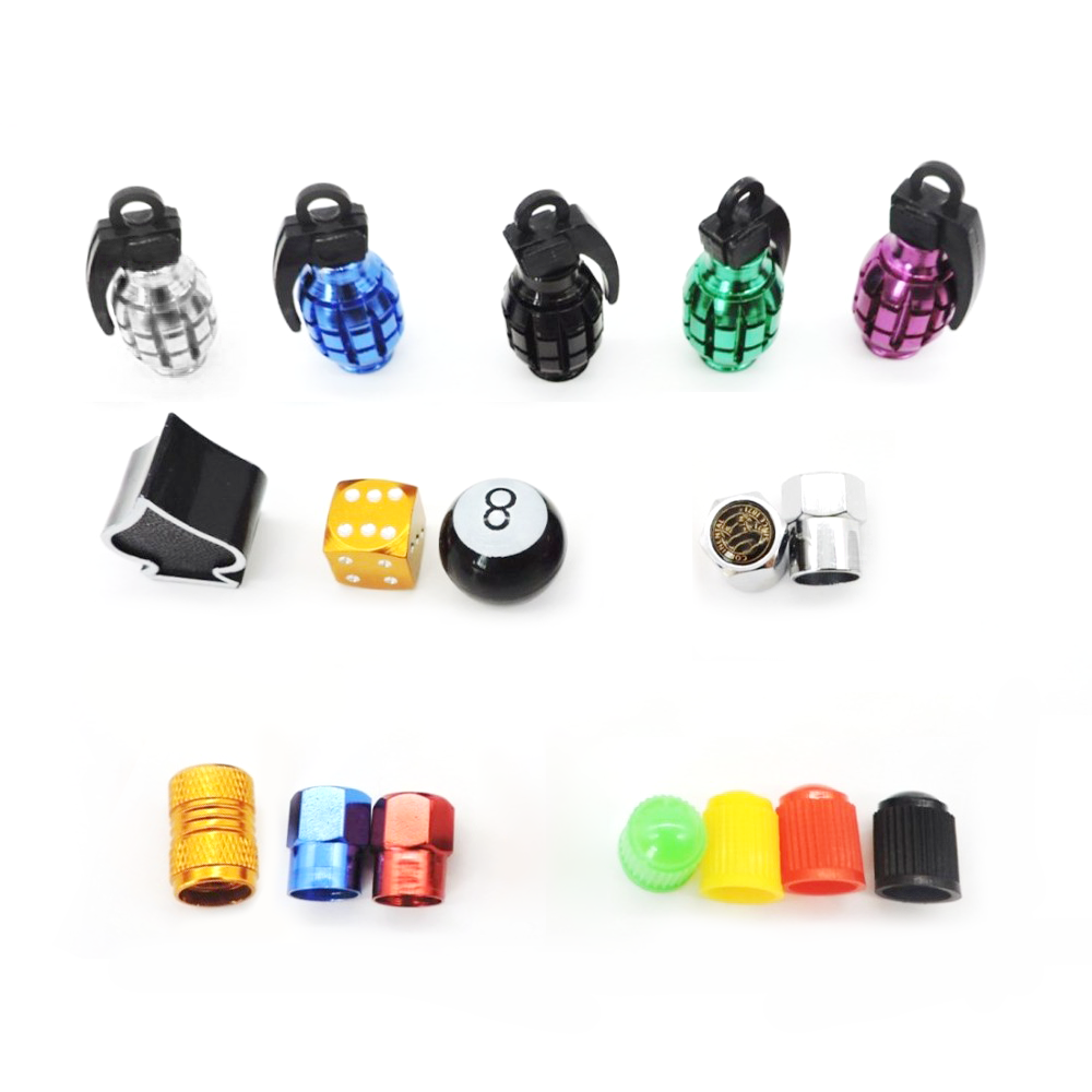 Custom black gold green red pink roll dice car tire valve cap