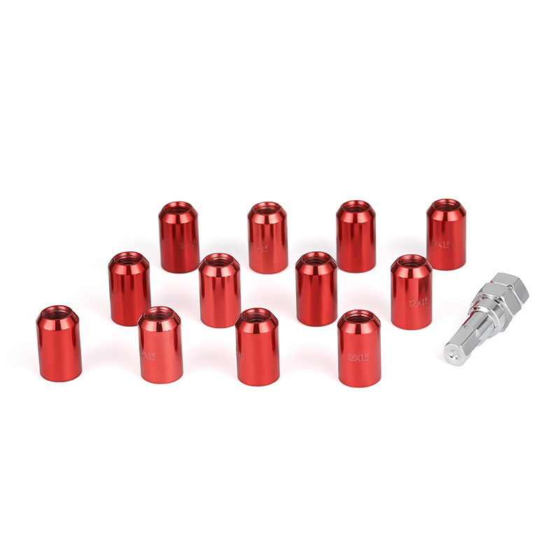 Inner Hexagon Car Wheel Lug Nuts Set Key Red M12*1.5