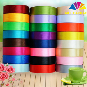 High quality custom printed solid color gift package polyester satin ribbon