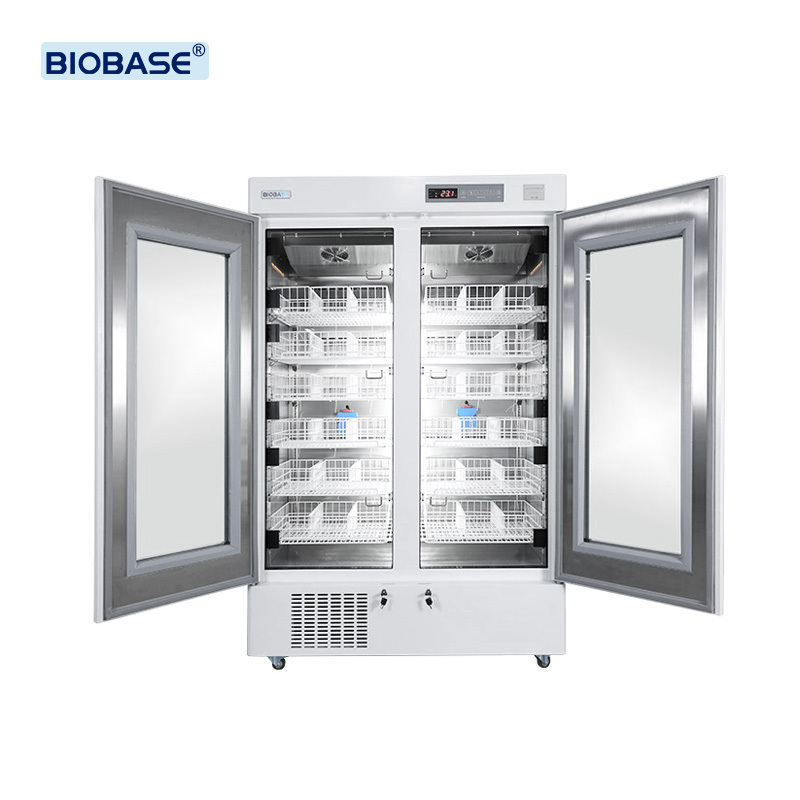 BIOBASE China Blood Bank Refrigerator BBR-4V608  Upright Double Door Refrigerator  for Hospital and Lab