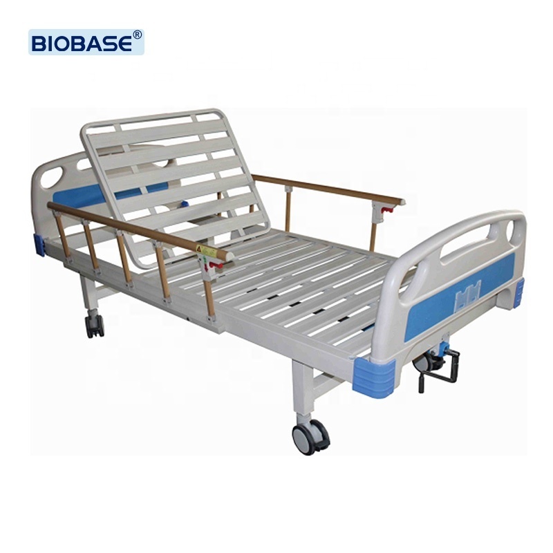 BIOBASE Hospital Bed With Four Braking Device Electro Static Spray Single-Crank Slatted Bed For Clinic