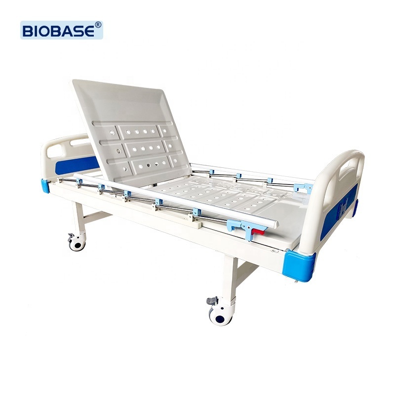 BIOBASE Hospital Bed With Four Braking Device Electro Static Spray Single-Crank Slatted Bed For Clinic