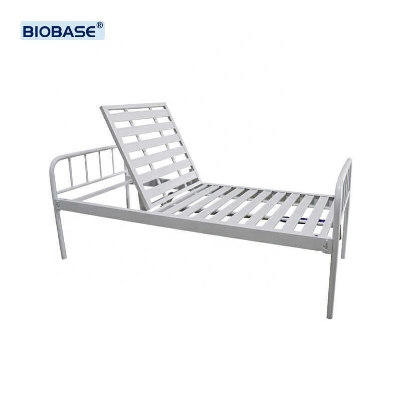 BIOBASE Hospital Bed With Four Braking Device Electro Static Spray Single-Crank Slatted Bed For Clinic