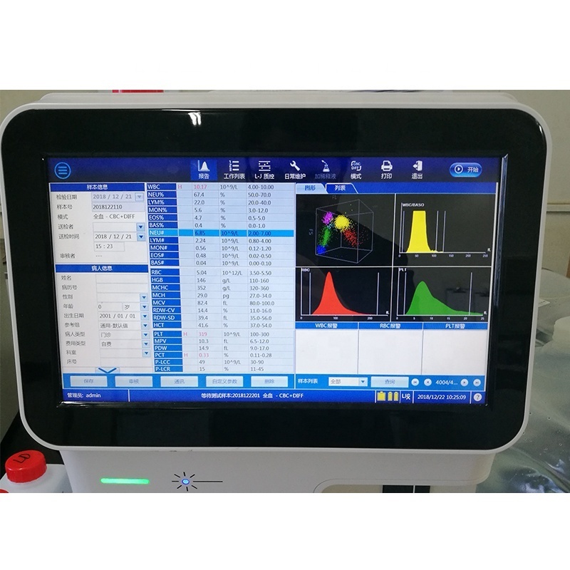 BIOBASE Manufacture Lab 21 parameter portable Fully Auto 5-part Hematology Analyzer for clinical use