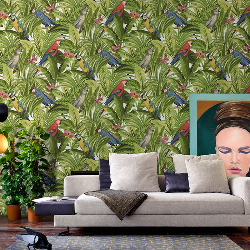 Nordic Style 3D Wallpaper Flower And Bird Plant Wallpaper For Living Room