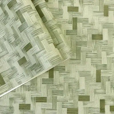 Modern Chinese Bamboo Mat Straw Woven PVC Wallpaper For Personality Teahouse And Restaurant