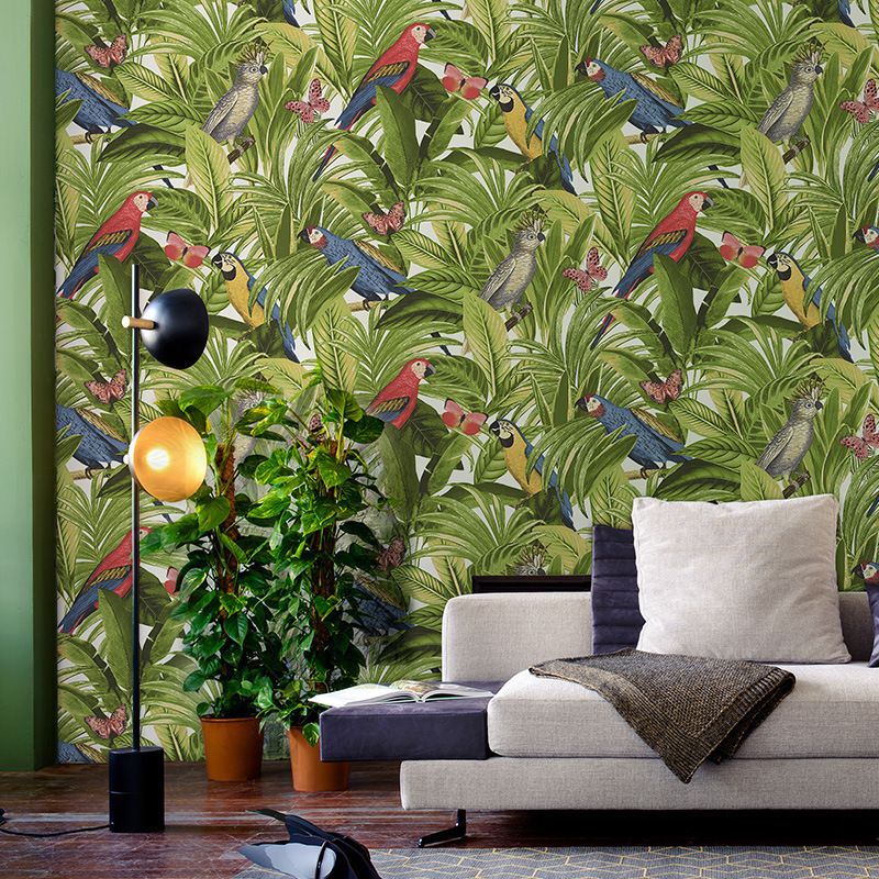 Nordic Style 3D Wallpaper Flower And Bird Plant Wallpaper For Living Room