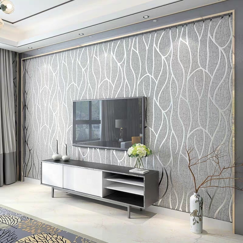 Modern 3D  luxury wallpaper stripes  deerskin  bedroom non-woven wallpaper living room TV background wall wallpaper