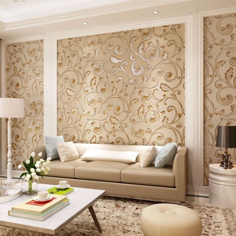 Modern 3D luxury wallpaper stripes  deerskin  bedroom emboss floral wallpaper living room TV background wall wallpaper