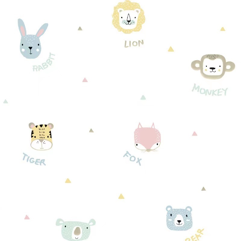 Children Paper Wallpaper Nordic Style Princess Cute Animal Korean Cartoon Wallpaper For Bedroom