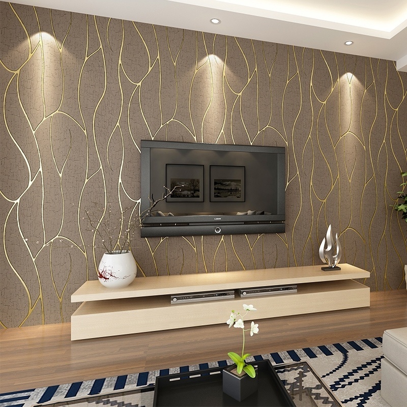 Modern 3D  luxury wallpaper stripes  deerskin  bedroom non-woven wallpaper living room TV background wall wallpaper