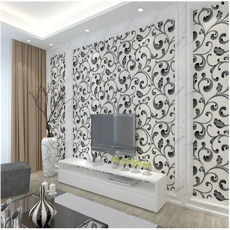 Modern 3D luxury wallpaper stripes  deerskin  bedroom emboss floral wallpaper living room TV background wall wallpaper