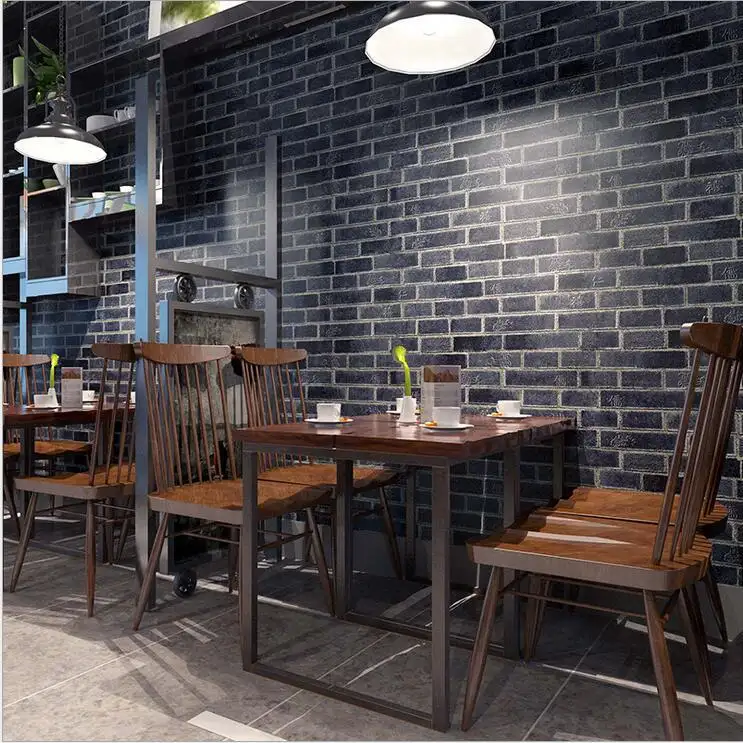 Modern Chinese Simple Thickened Brick Pattern 3D Non-woven Wallpaper  For Hotel Decoration