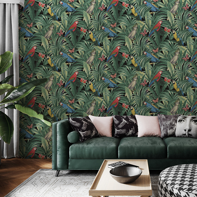 Nordic Style 3D Wallpaper Flower And Bird Plant Wallpaper For Living Room