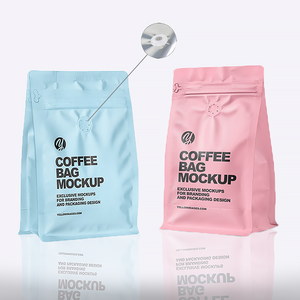 Custom Printed Stand Up Flat Bottom Coffee Bean Pouch 12oz Eight Side Sealed Coffee Bag Packaging With Logo Design Valve Zipper