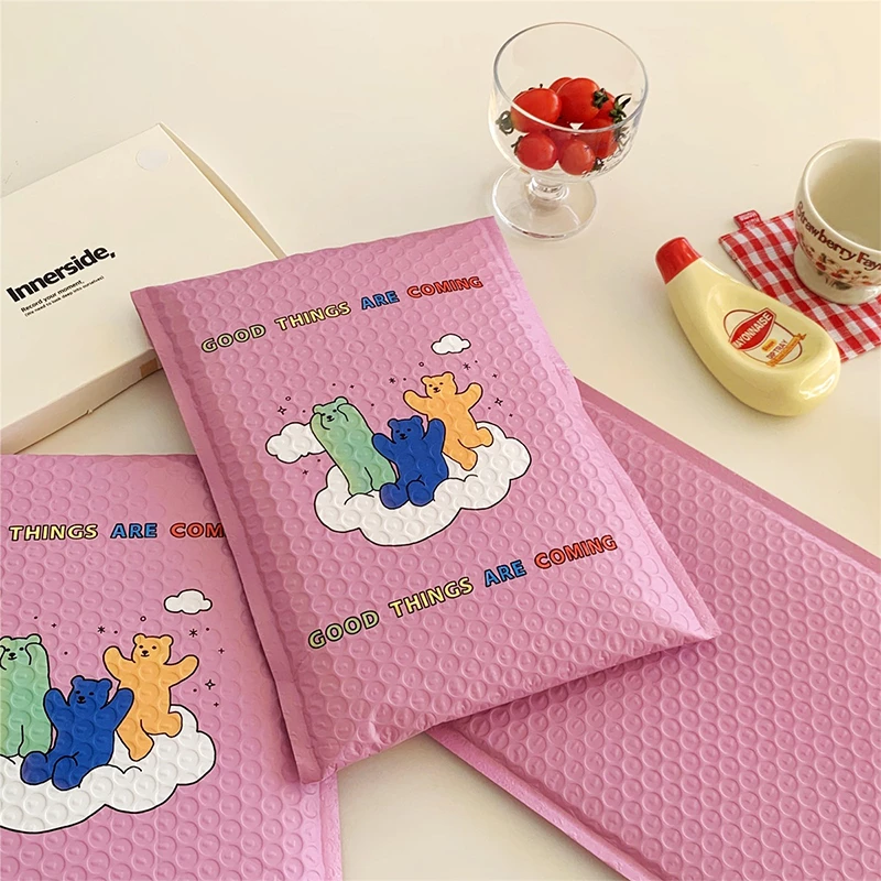 Custom Logo printing pink waterproof poly foam mail packaging courier  envelopes shipping pack plastic bubble mailer Mailing Bag