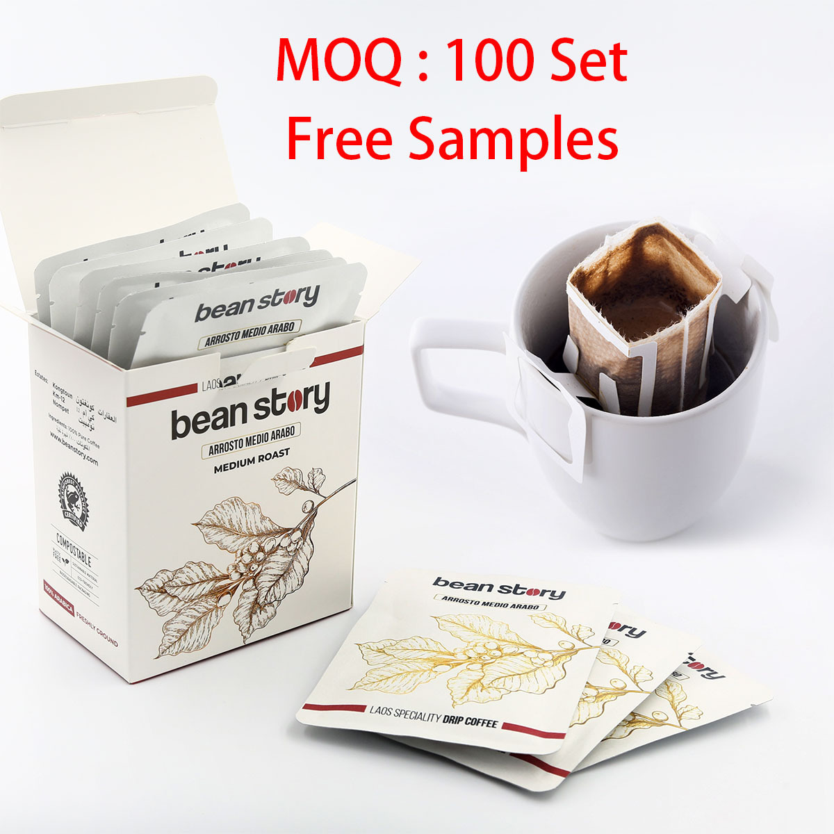 Custom Printed Single Serve Small Coffee Tea Sachet Packing Pouch Portable Hanging Ear Drip Coffee Filter Bag Outer Packaging