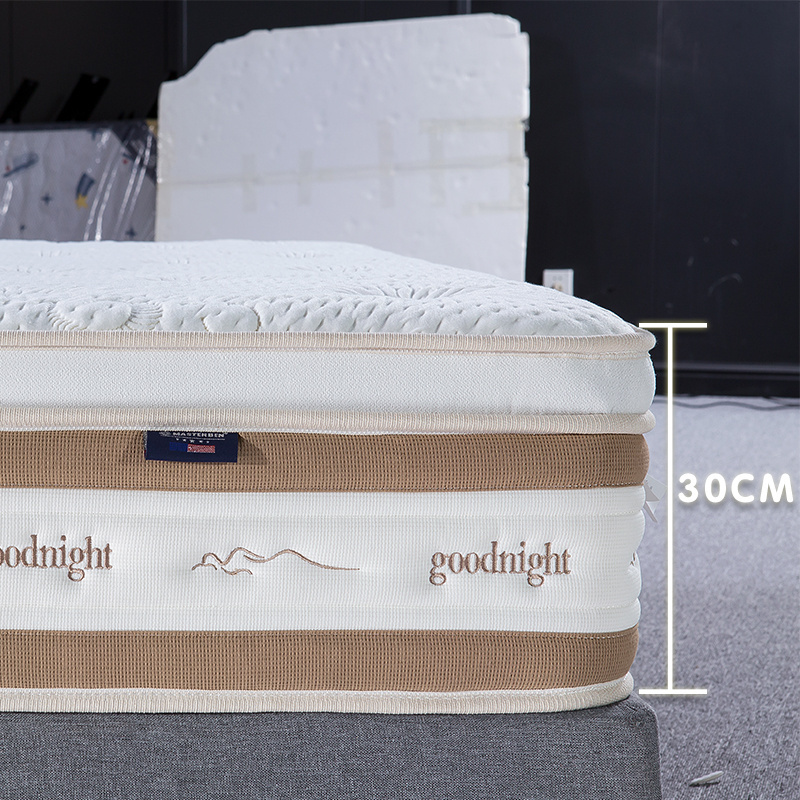 Double Mattress Bed King Size Gel Natural Latex Memory Foam Mattress Roll Up Pocket Spring Mattress in a Box