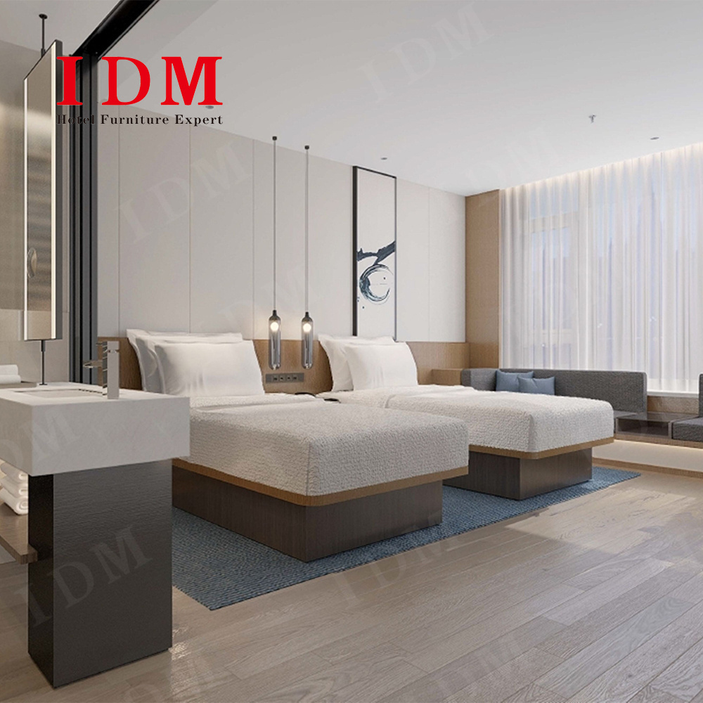 3d design luxurious lobby guest room double king queen size bed hotel project master bedroom bed furniture suite sets