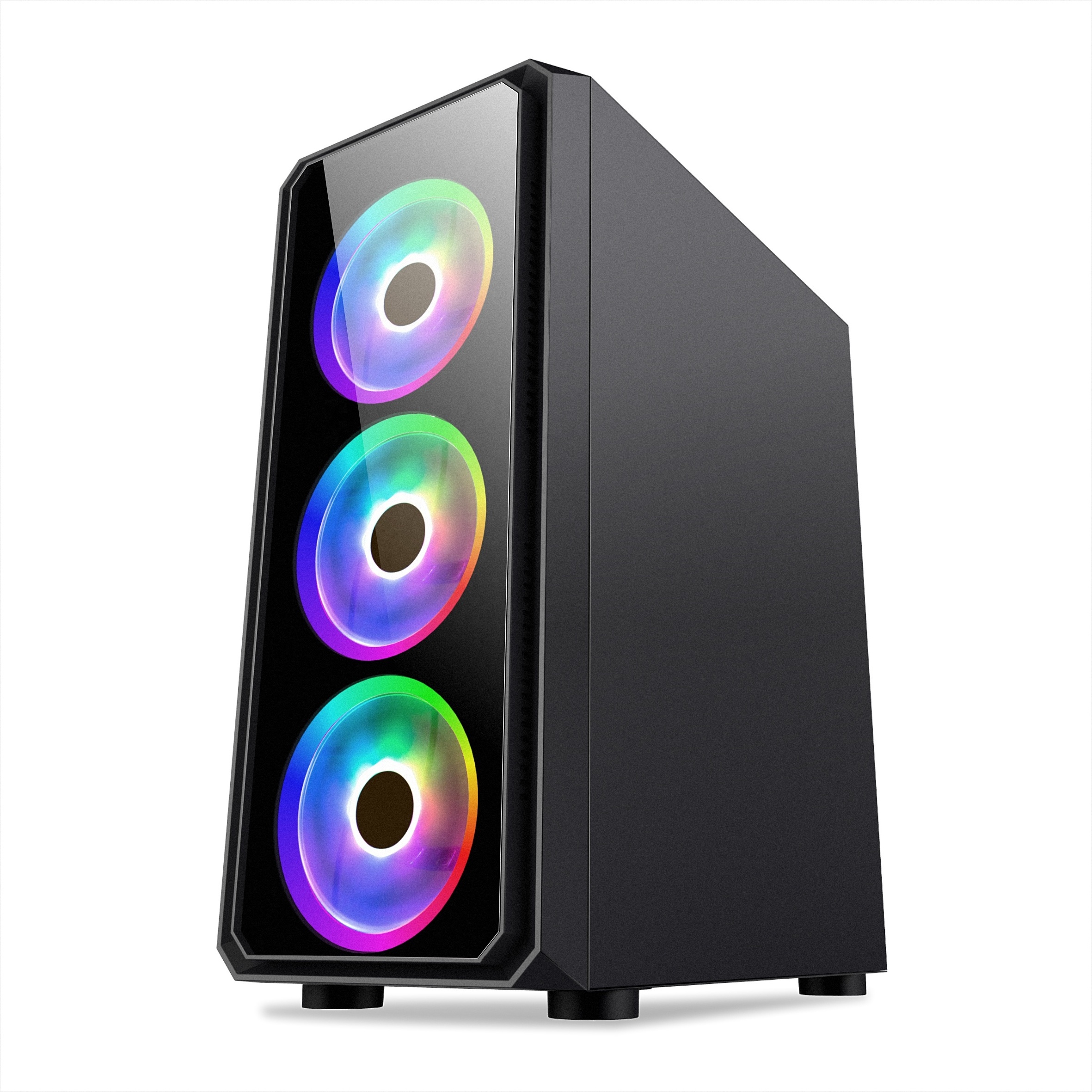 MEIJI PC Gaming Case ATX Gabinete Gamer ARGB Rainbow Computer Case with 6 Fans Glass Window OEM/ODM Case Mid Tower Chassis