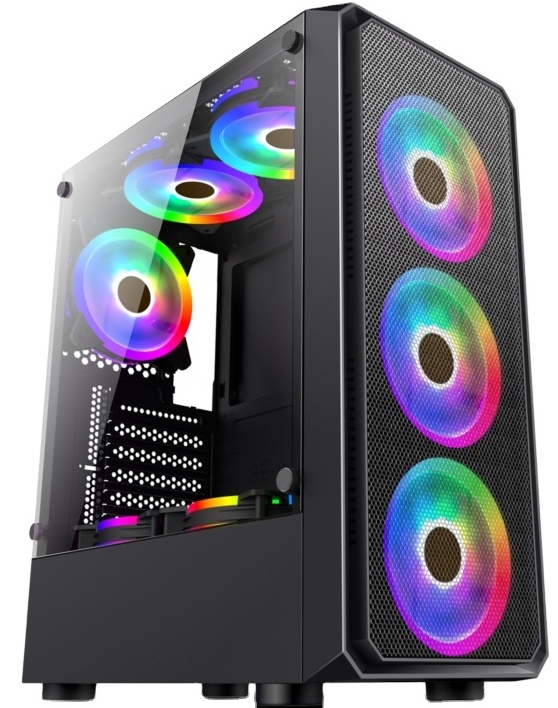 MEIJI PC Gaming Case ATX Gabinete Gamer ARGB Rainbow Computer Case with 6 Fans Glass Window OEM/ODM Case Mid Tower Chassis