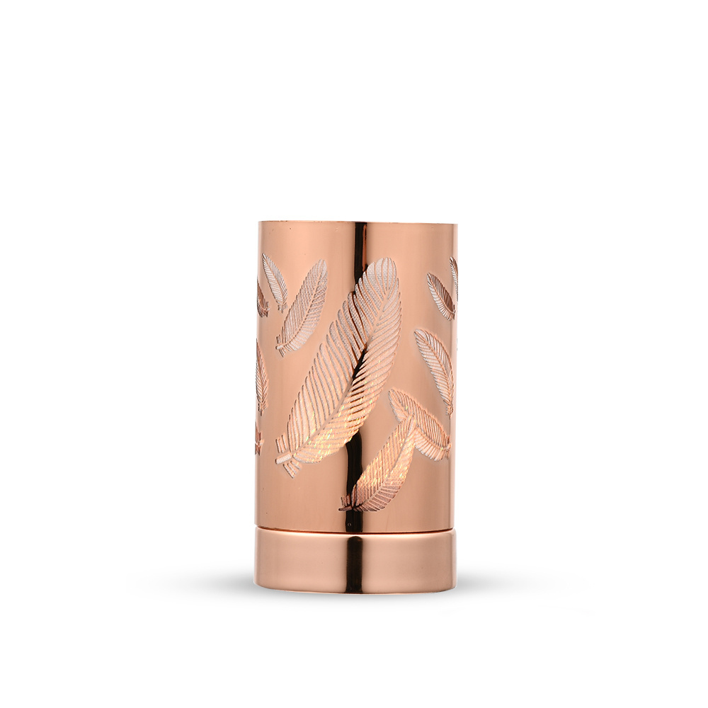 Eco-friendly Electric Wax Melt Warmers Rose Gold Shape Feather Scented Candle Oil Warmers Tea Light Candle Burner Lamp