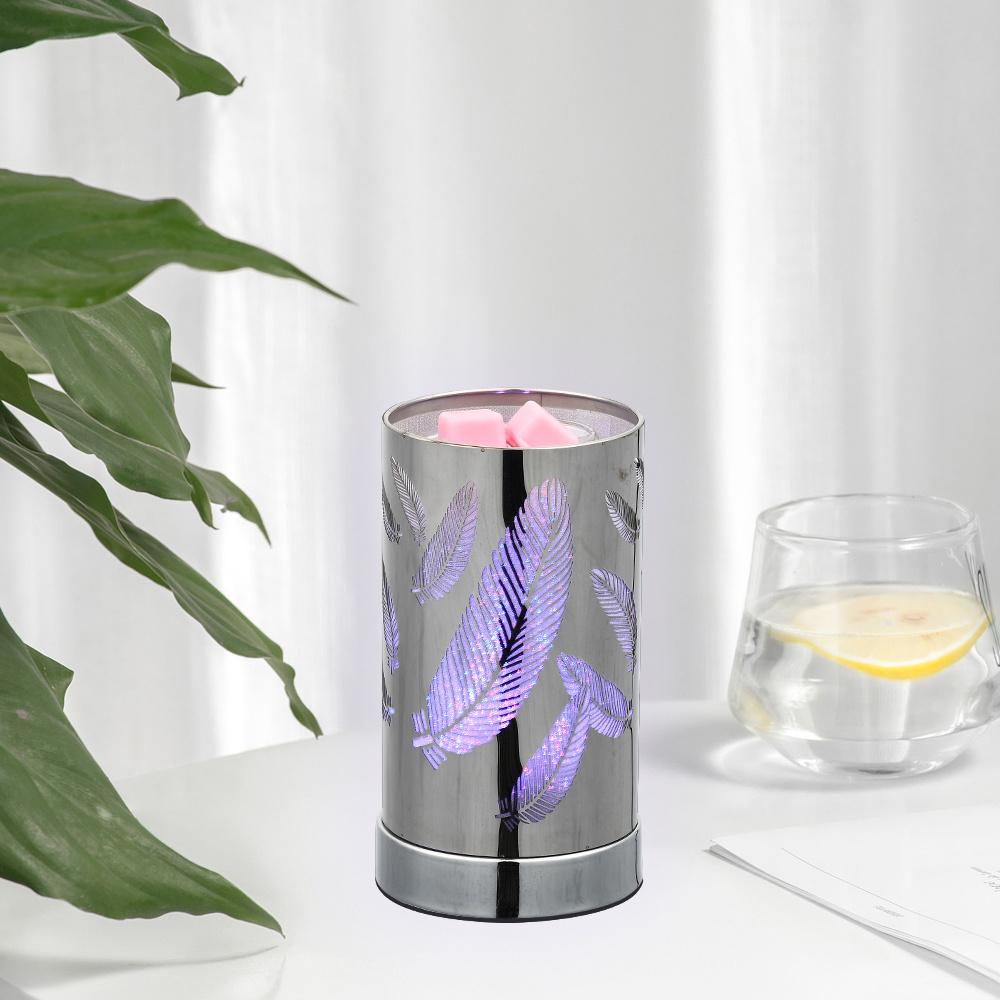 feather fragrance Wax Melts Warmer with 7 colors lighting oil lamp scented wax Candle Warmer Burner