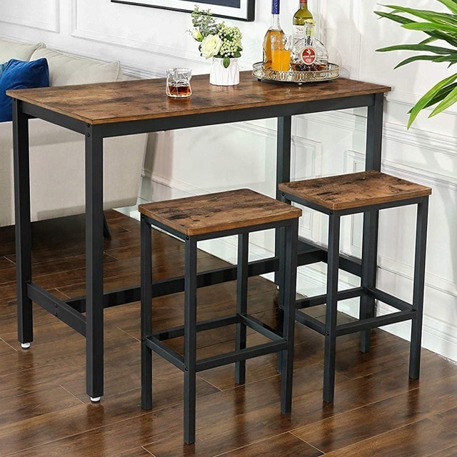 Industrial Bar Stools/Rustic Breakfast chair with Footrest in Living Room/Party for Kitchen brown