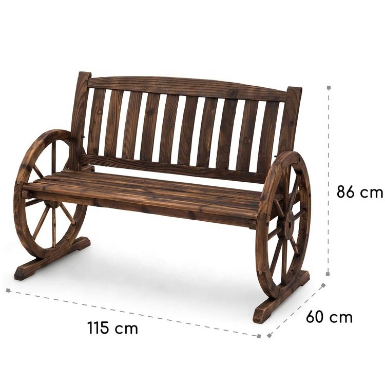 Rustic Decorative Flame Treated Garden Ornamental Bench