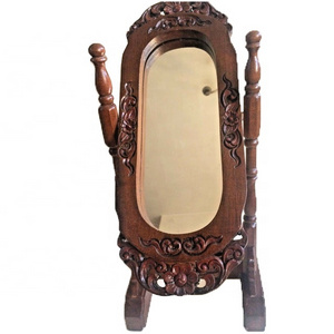 VINTAGE WOODEN CARVED OPEN WORK DRESSING VANITY TABLE MIRROR