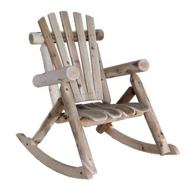 outdoor wholesale customized rustic wood Cedar Log Rocking Chair Natural