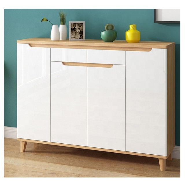 modern white shoe storage rack cabinet with 3 drawers and 3 doors for living room