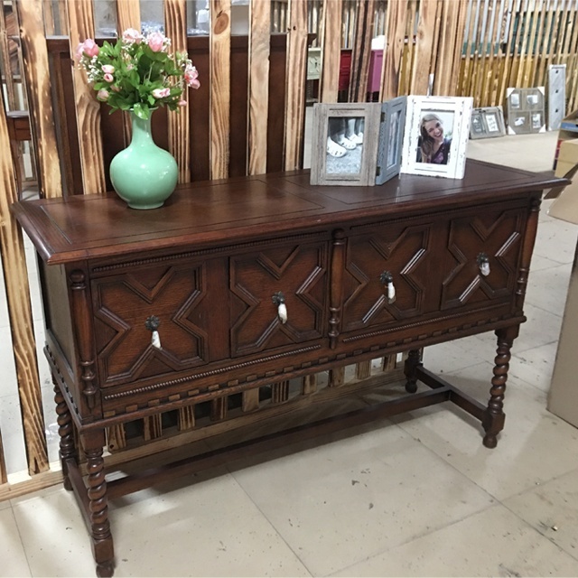 Decorative Pure Solid Wood Foyer Large Capacity Storage Console Cabinet