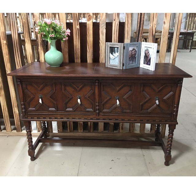 Decorative Pure Solid Wood Foyer Large Capacity Storage Console Cabinet