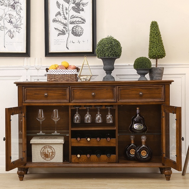 Brown Dry Bar Wooden Liquor Cabinet Wine Rack Flip Top Storage Hold