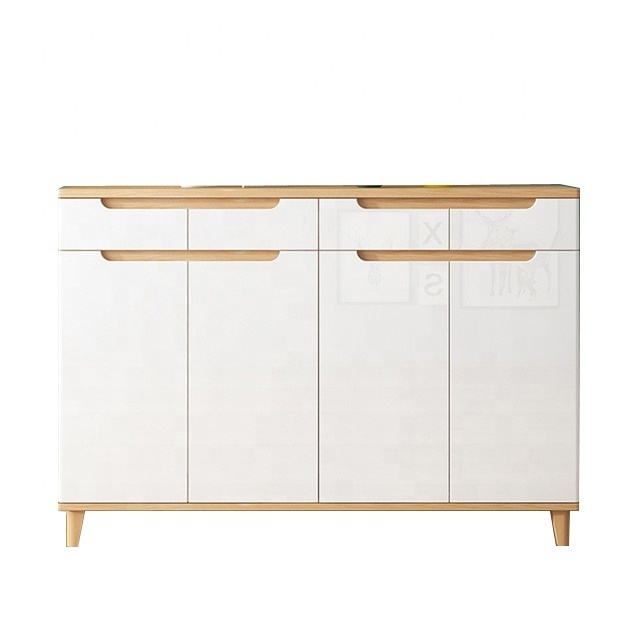 modern white shoe storage rack cabinet with 3 drawers and 3 doors for living room