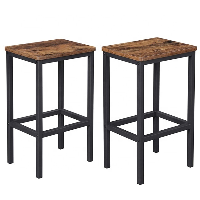 Industrial Bar Stools/Rustic Breakfast chair with Footrest in Living Room/Party for Kitchen brown