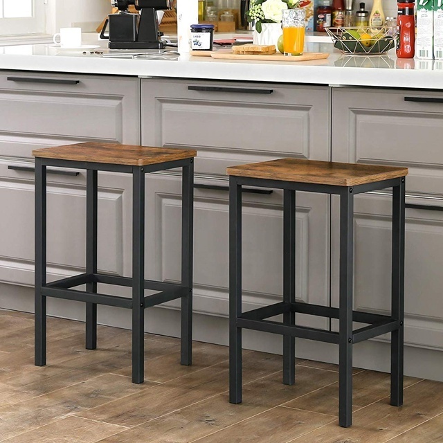 Industrial Bar Stools/Rustic Breakfast chair with Footrest in Living Room/Party for Kitchen brown