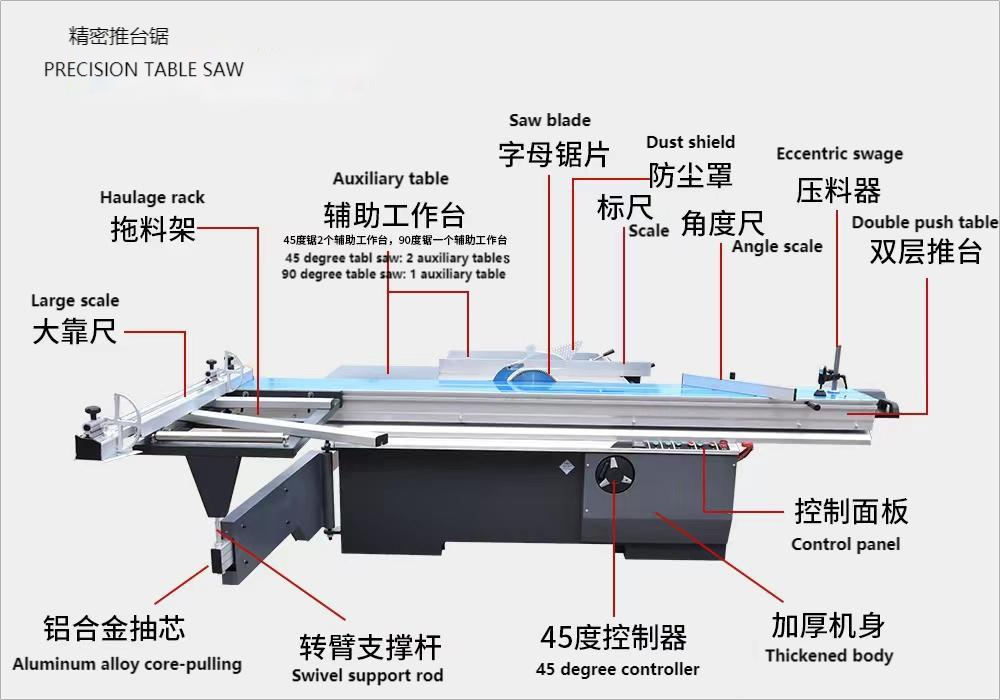 Precision wood cutting sliding table saw machine/melamine board cutting machine panel saw cnc machine