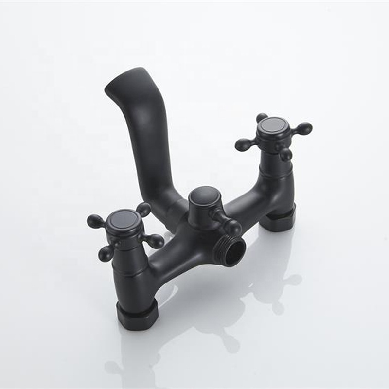 Vintage Black 2 Handles Floor Mount Bath Tub Filler With Telephone Shower Bathroom Free Standing Clawfoot Bathtub Shower Faucet