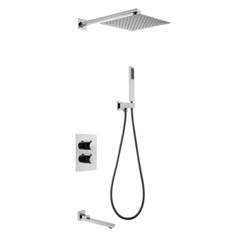 3-Function Concealed Mixer Rainfall Overhead Handheld Shower Rough-in Valve Body and Trim Bathroom Rainfall Shower Kit