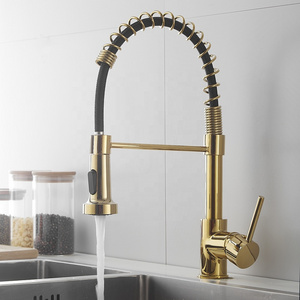 New Arrival Luxury Gold Brass Single Handle Pull Down 2 Way Water Outlet Kitchen Sink Faucet